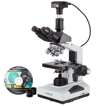 40X To 2000X Trinocular LED Compound Microscope, 5MP USB 3 C-mount Camera